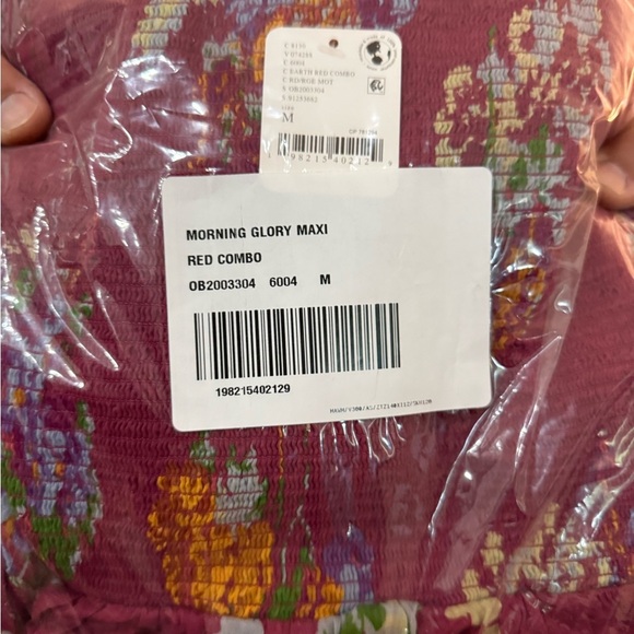 Free People Morning Glory Floral Smocked Burgundy  Long Sleeve Maxi Dress NWT M - Picture 7 of 9